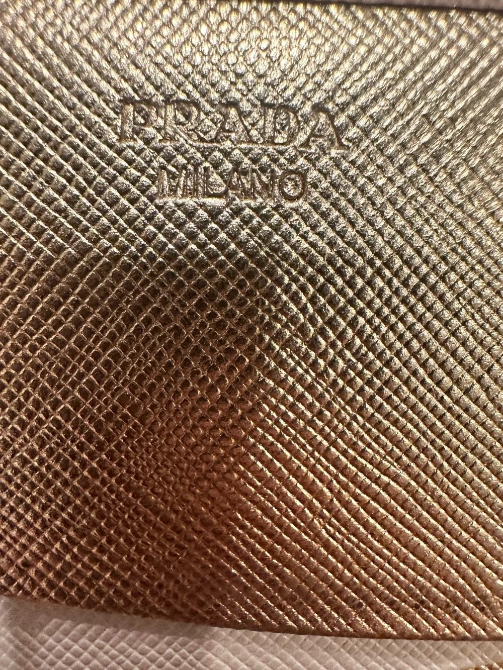 Prada Gold-Logo Saffiano Wallet in Nude Pink